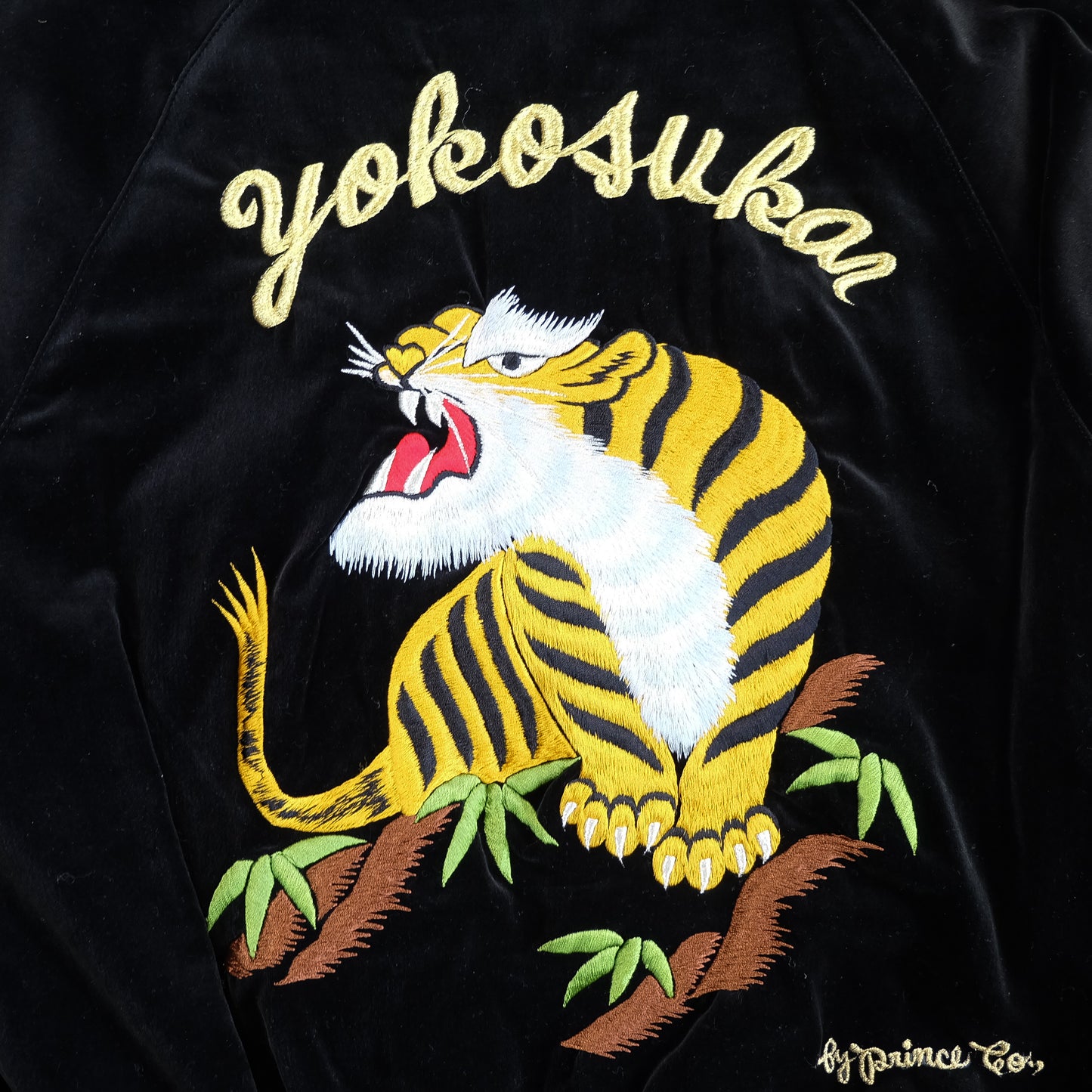Prince Shokai Vintage Japanese Street Wear Fashion YOKOSUKA JUMPER Black Velvet Tiger Sukajan Bomber Yakuza Gangsta Y2K Souvenir Tour Jacket
