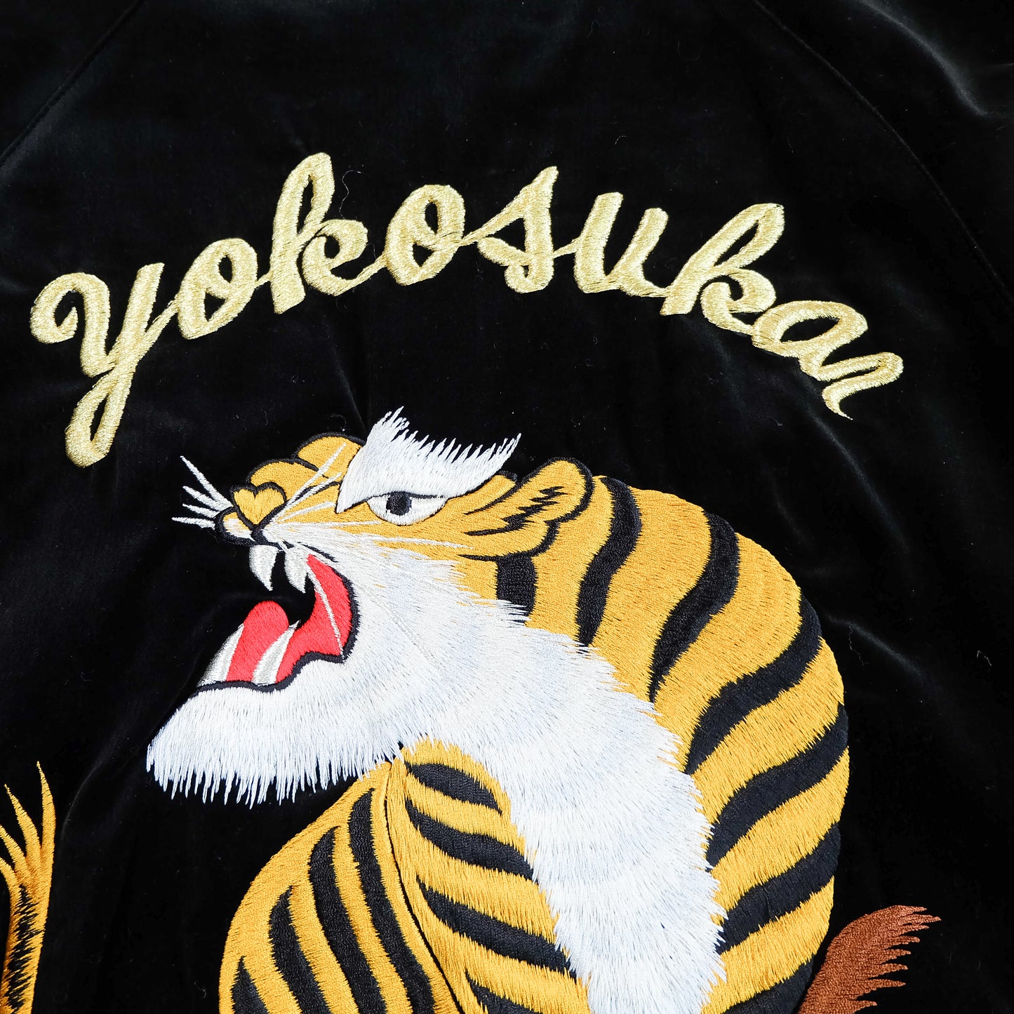 Prince Shokai Vintage Japanese Street Wear Fashion YOKOSUKA JUMPER Black Velvet Tiger Sukajan Bomber Yakuza Gangsta Y2K Souvenir Tour Jacket