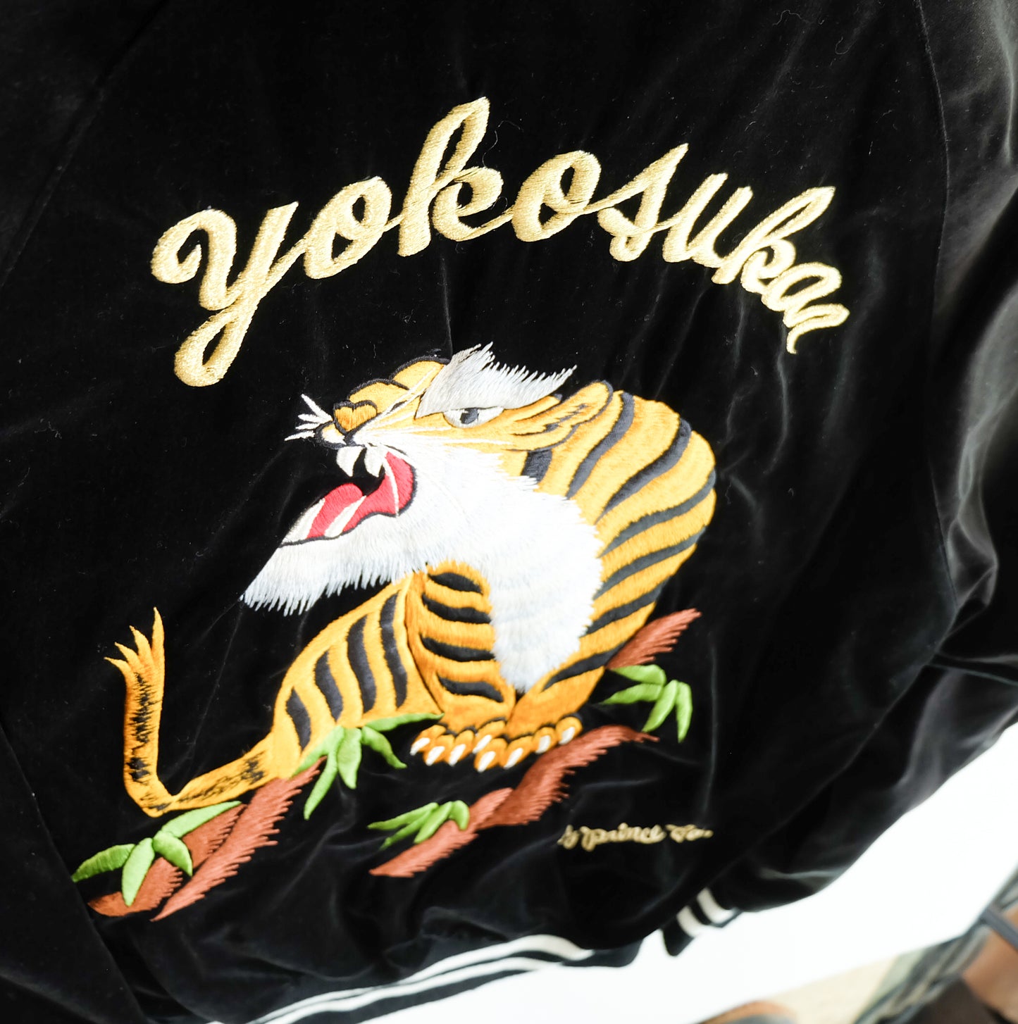 Prince Shokai Vintage Japanese Street Wear Fashion YOKOSUKA JUMPER Black Velvet Tiger Sukajan Bomber Yakuza Gangsta Y2K Souvenir Tour Jacket