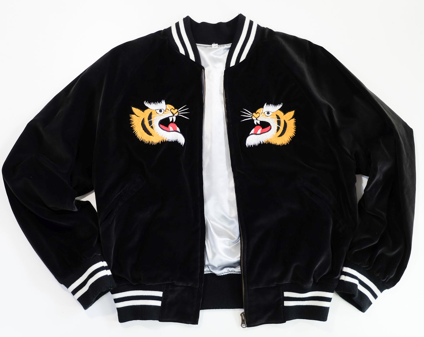 Prince Shokai Vintage Japanese Street Wear Fashion YOKOSUKA JUMPER Black Velvet Tiger Sukajan Bomber Yakuza Gangsta Y2K Souvenir Tour Jacket