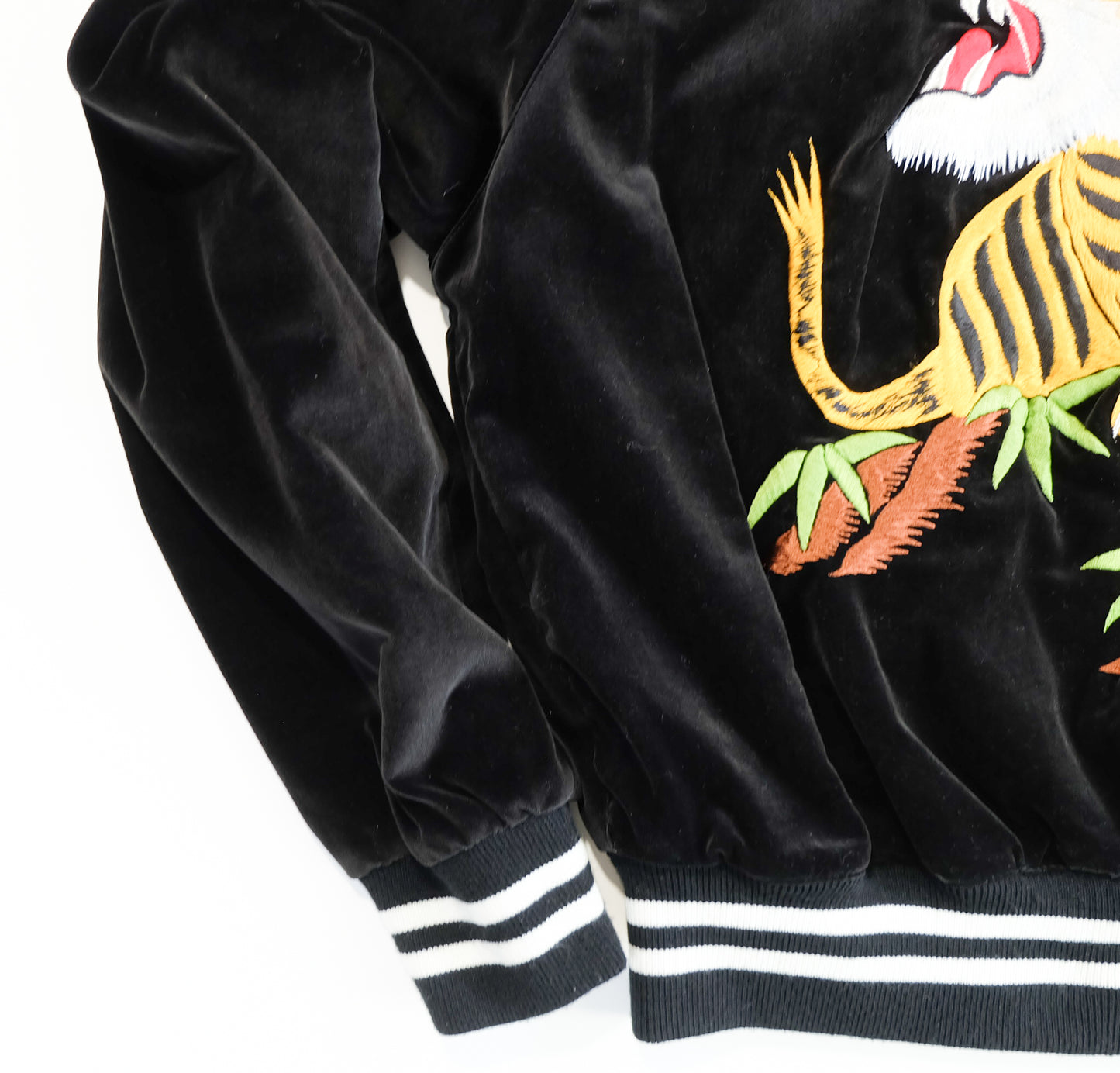 Prince Shokai Vintage Japanese Street Wear Fashion YOKOSUKA JUMPER Black Velvet Tiger Sukajan Bomber Yakuza Gangsta Y2K Souvenir Tour Jacket