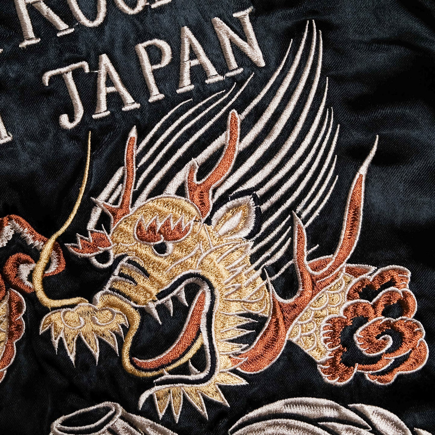 HOUSTON Japan U.S. Paratroopers 188 PIR 11th Airborne Sendai Dragon Sukajan Souvenir Jacket | Black Ivory Satin | Size M