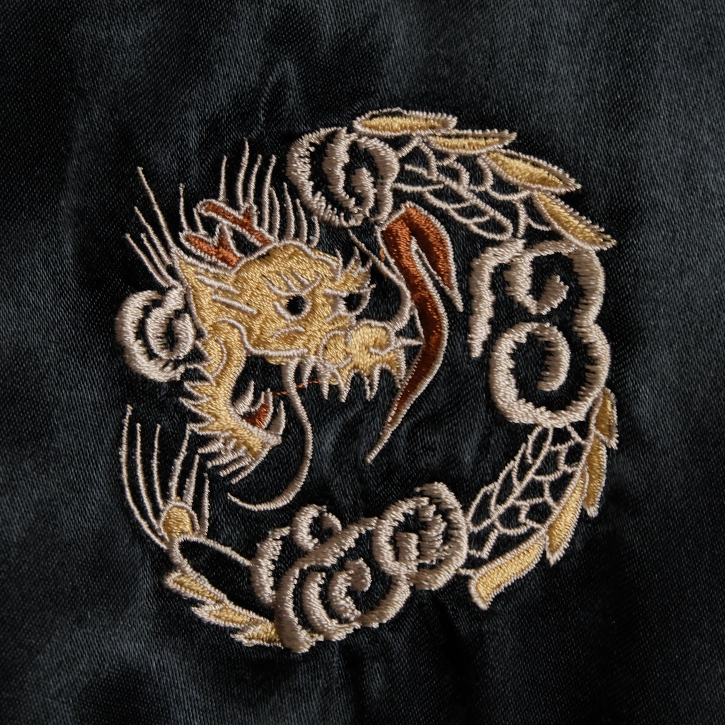 HOUSTON Japan U.S. Paratroopers 188 PIR 11th Airborne Sendai Dragon Sukajan Souvenir Jacket | Black Ivory Satin | Size M