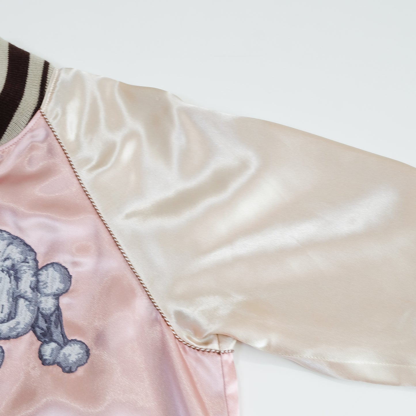 KAWAII Chic Cute Vintage Sukajan Souvenir Jacket France Moulin Rouge Poodle Embroidery Pink Satin Reversible Bomber Japan Souvenir Style S