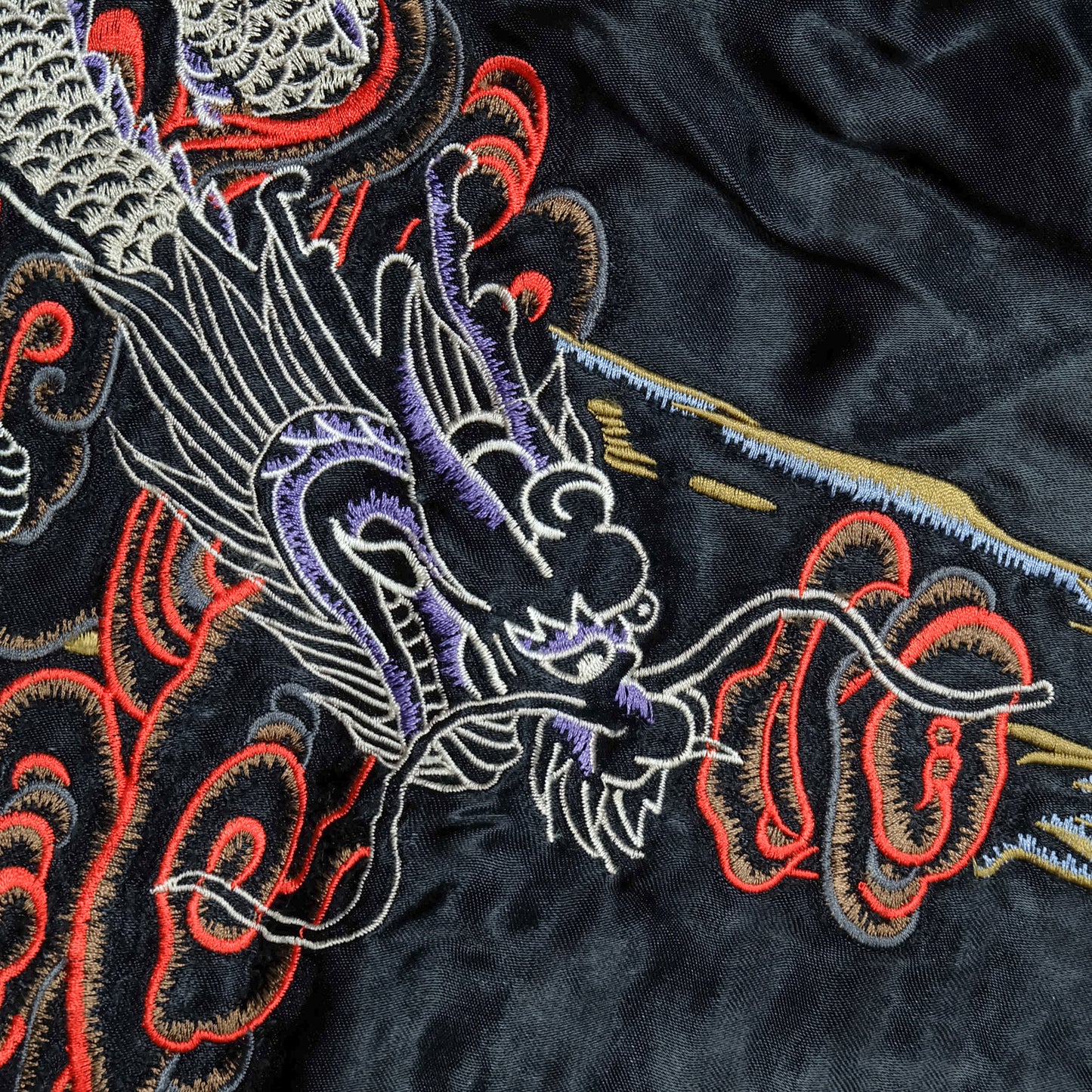 GASBAG Punk Rock Vintage Japanese Japan Skeleton Fish Dragon Nihongo Green Embroidered Yokosuka Jumper Bomber Sukajan Souvenir Jacket M