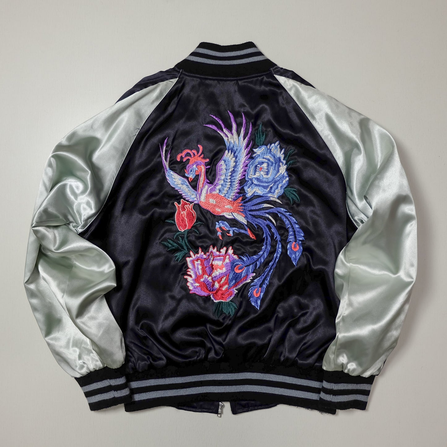 Cute Chic HOSHIHIME Vintage Japanese Japan Pheonix Phoenix Embroidered Yokosuka Jumper Bomber Sukajan Souvenir Jacket S
