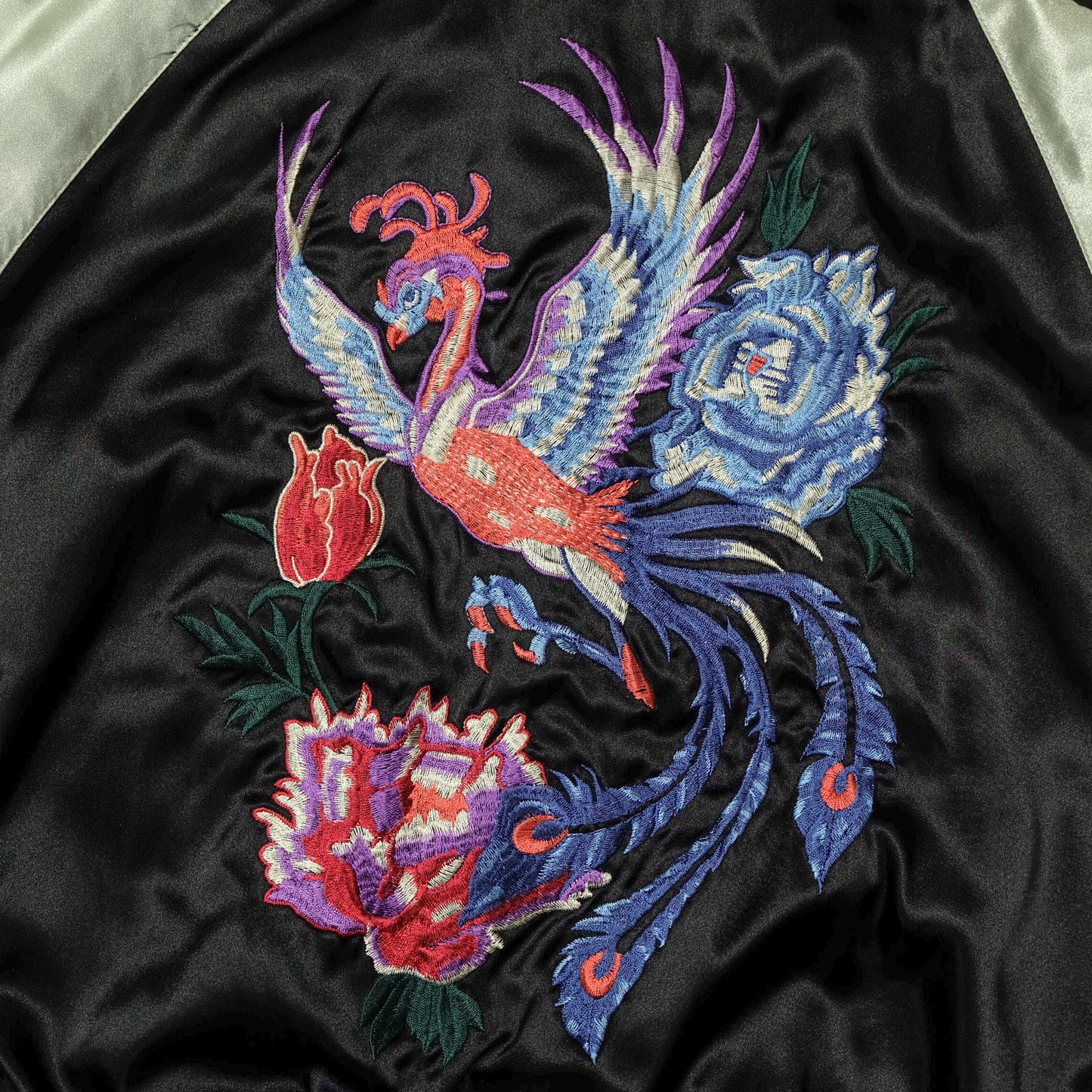 Cute Chic HOSHIHIME Vintage Japanese Japan Pheonix Phoenix Embroidered Yokosuka Jumper Bomber Sukajan Souvenir Jacket S
