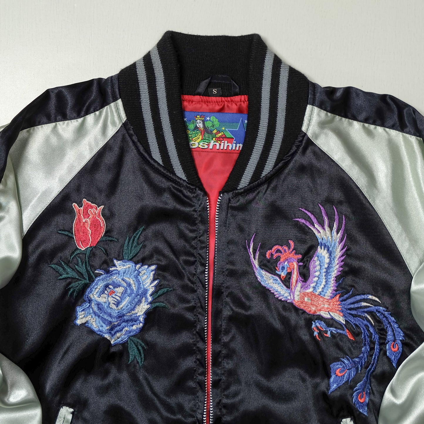 Cute Chic HOSHIHIME Vintage Japanese Japan Pheonix Phoenix Embroidered Yokosuka Jumper Bomber Sukajan Souvenir Jacket S