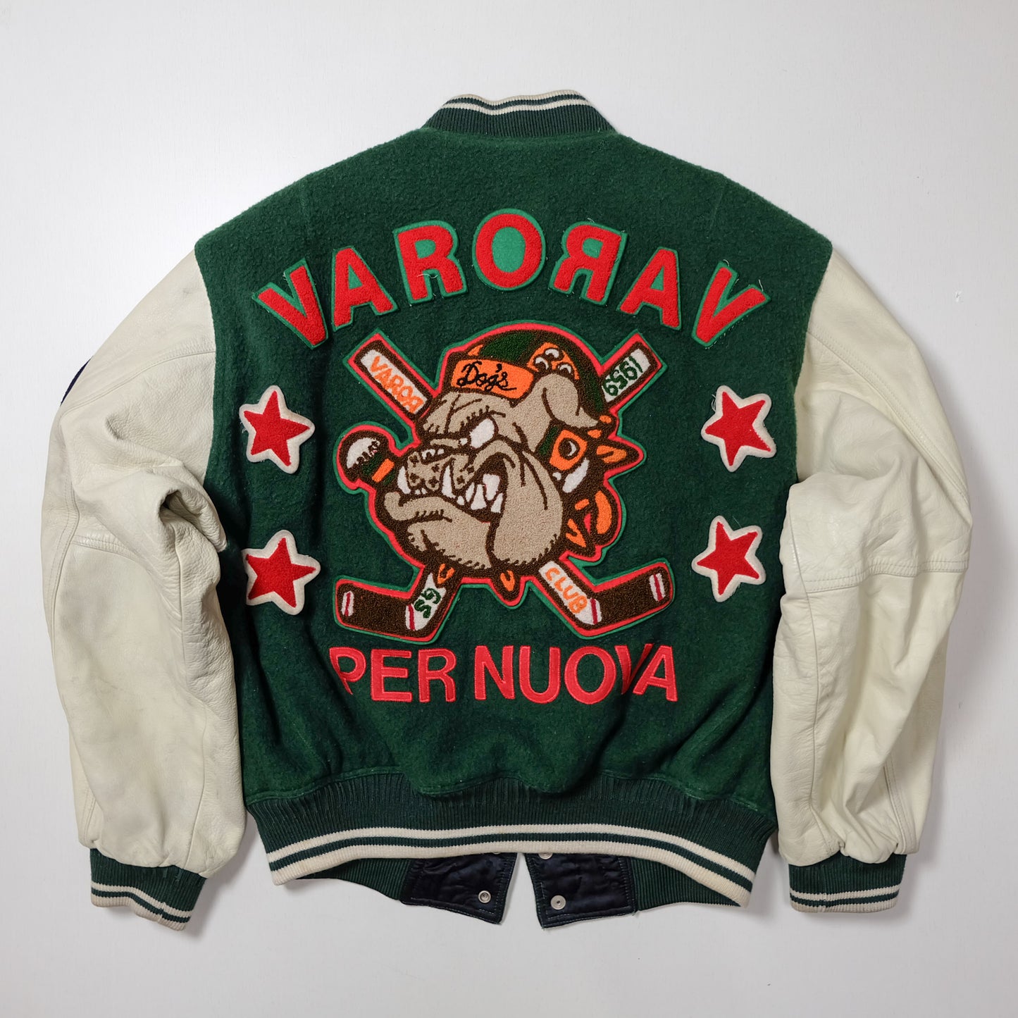 Vintage Varsity Americana Amekaji VARONAV Per Nuova Letterman Stadium Jumper Sutajan Embroidered Bomber Jacket