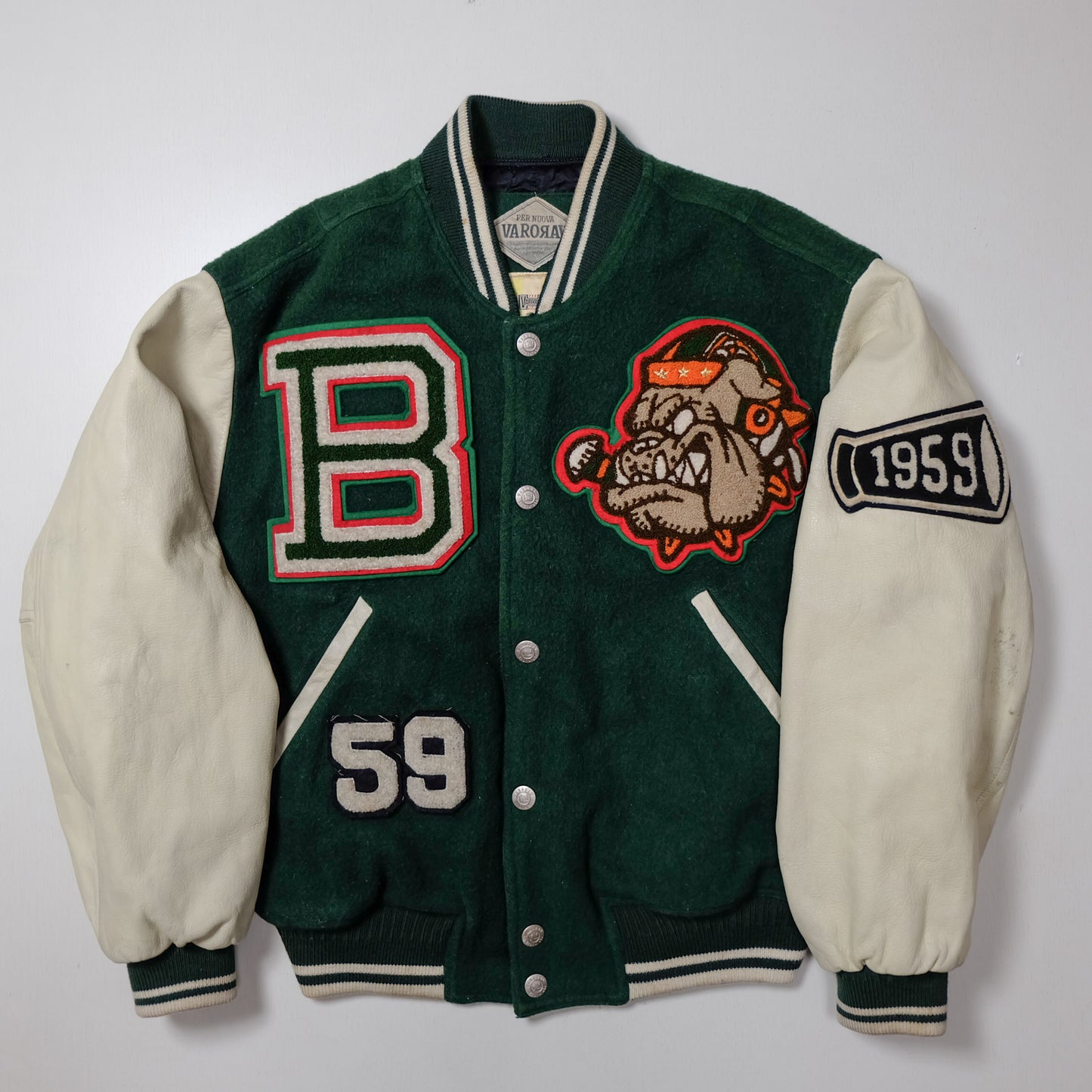 Vintage Varsity Americana Amekaji VARONAV Per Nuova Letterman Stadium Jumper Sutajan Embroidered Bomber Jacket