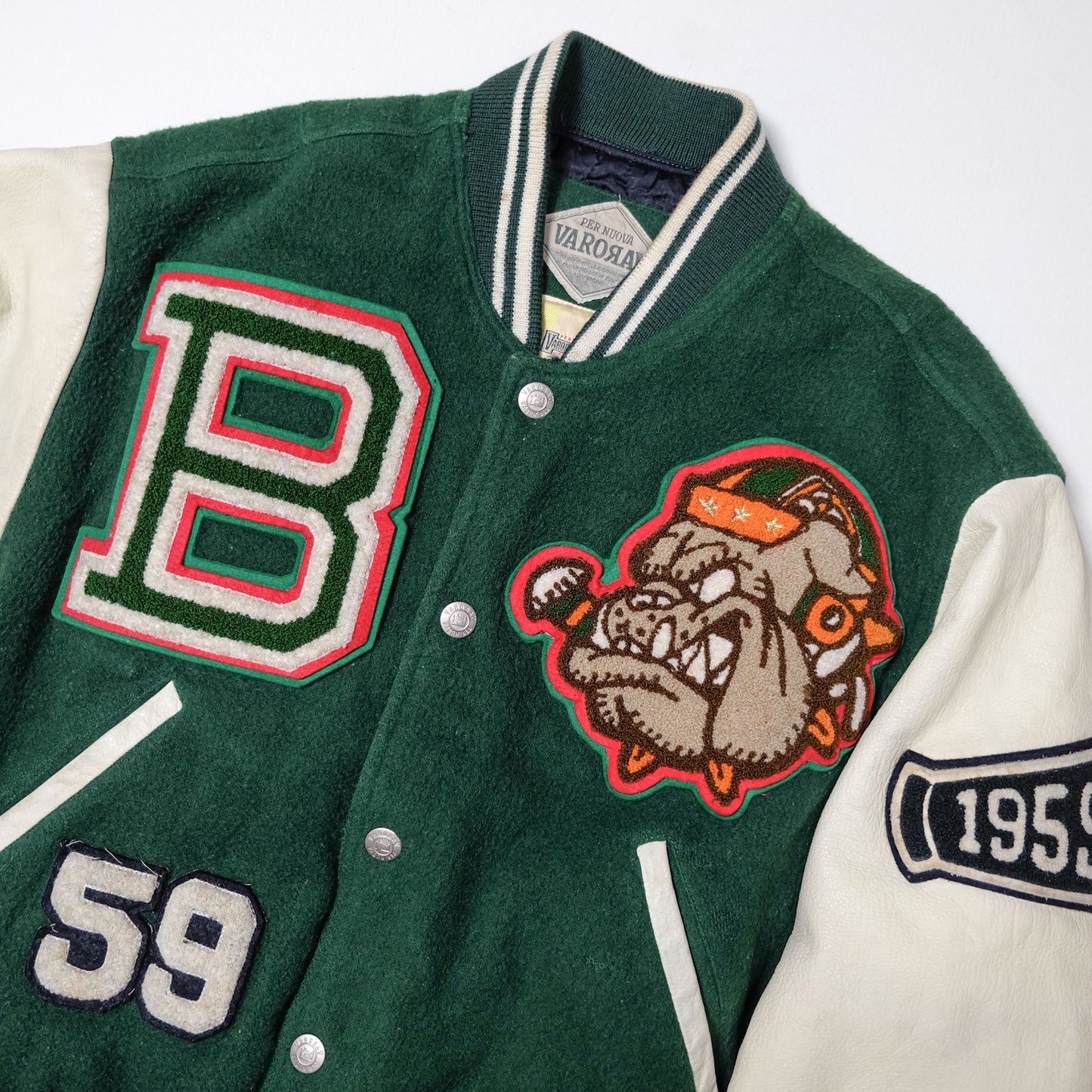 Vintage Varsity Americana Amekaji VARONAV Per Nuova Letterman Stadium Jumper Sutajan Embroidered Bomber Jacket