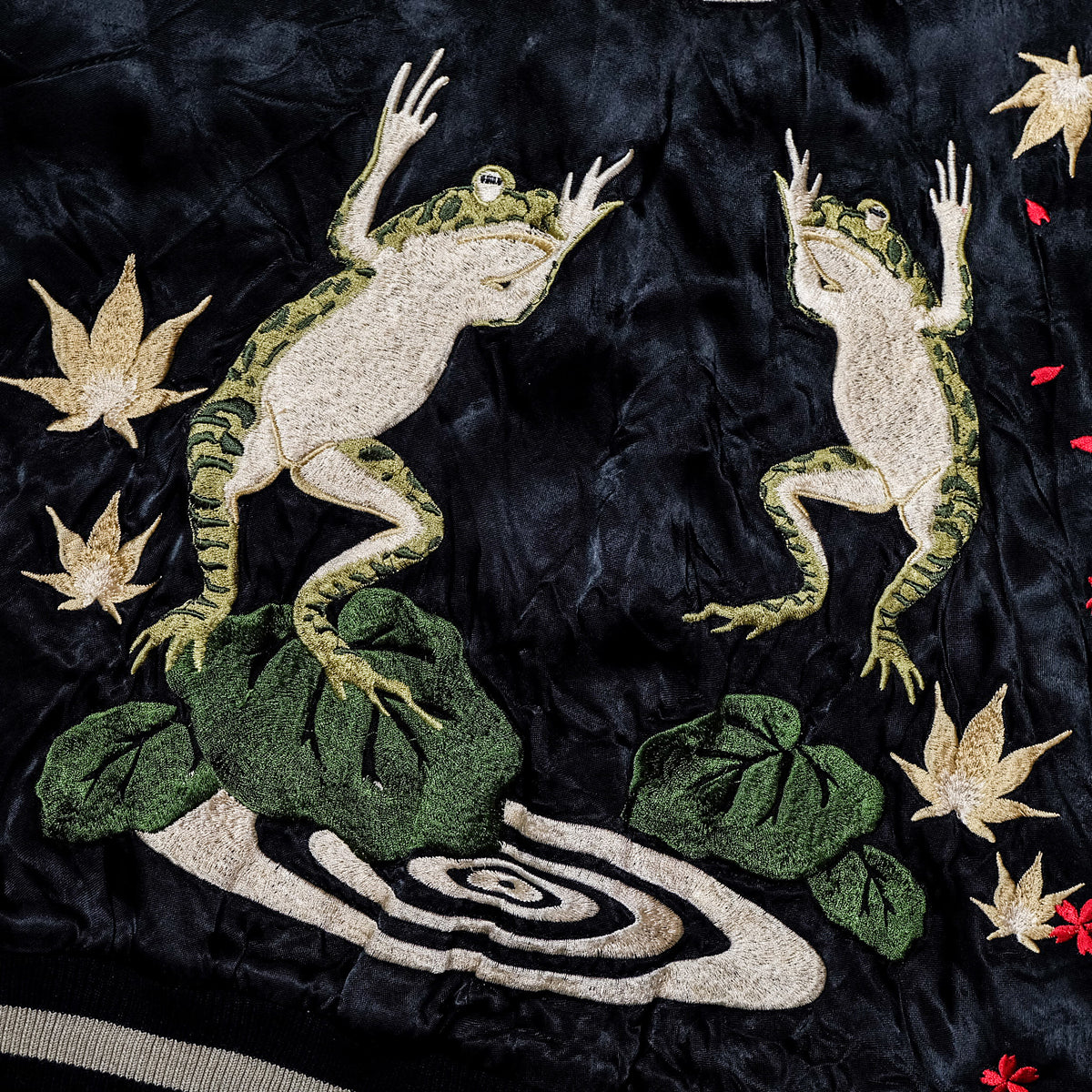 Rare San Maruichi Frog Sukajan Jacket L-XL Reversible Kaeru Moon Sakura Momiji Japanese Embroidered Souvenir Bomber