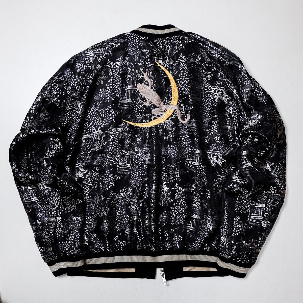 Rare San Maruichi Frog Sukajan Jacket L-XL Reversible Kaeru Moon Sakura Momiji Japanese Embroidered Souvenir Bomber