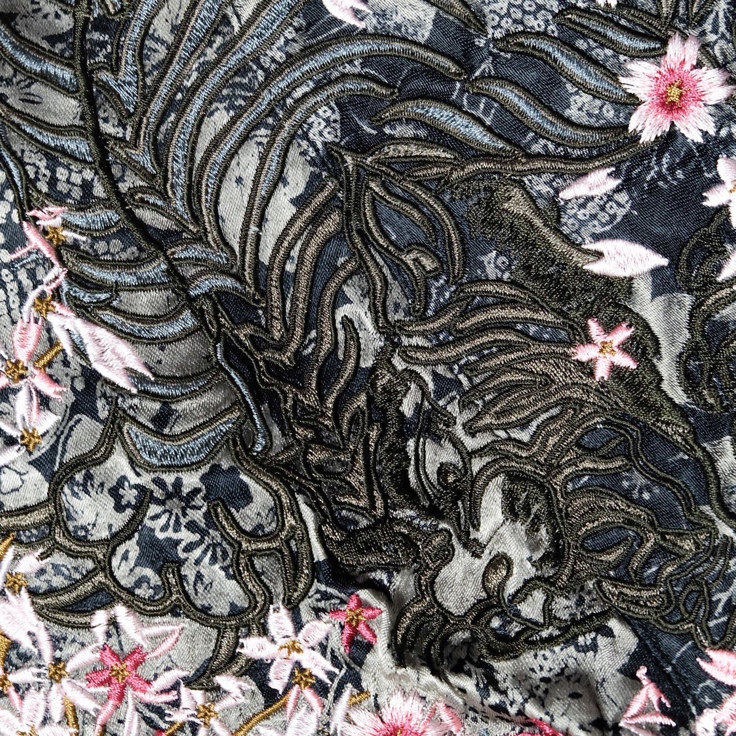 DOPE MAXIMALIST Miyabi Musubi Sukajan Jacket Zenbu Samurai Musha Warrior & Sakura Cherry Blossoms Tattoo Embroidery | Souvenir Jacket Japan