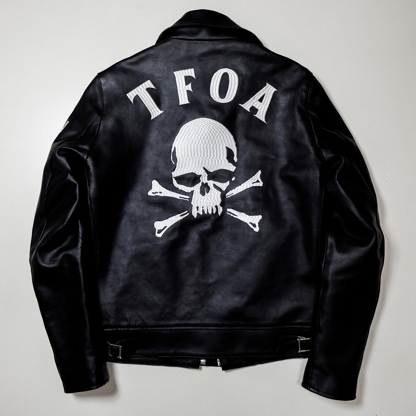 Rare CROWS × WORST T.F.O.A Yanagi Shinji Leather Jacket Size 38 Skull Crossbones Cropped Heads Biker Rider