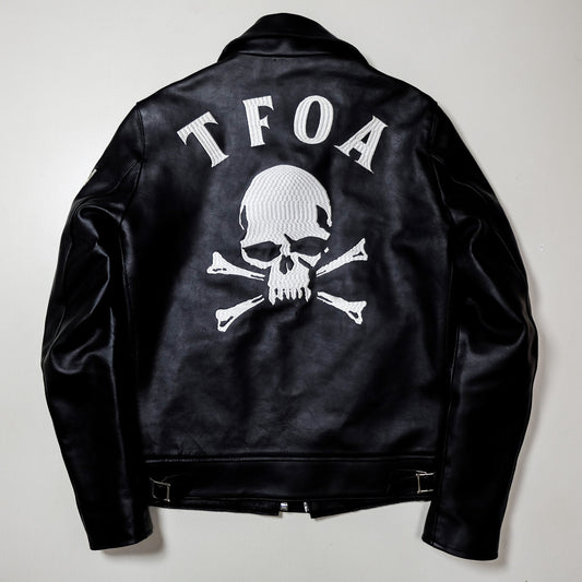 Rare CROWS × WORST T.F.O.A Yanagi Shinji Leather Jacket Size 38 Skull Crossbones Cropped Heads Biker Rider