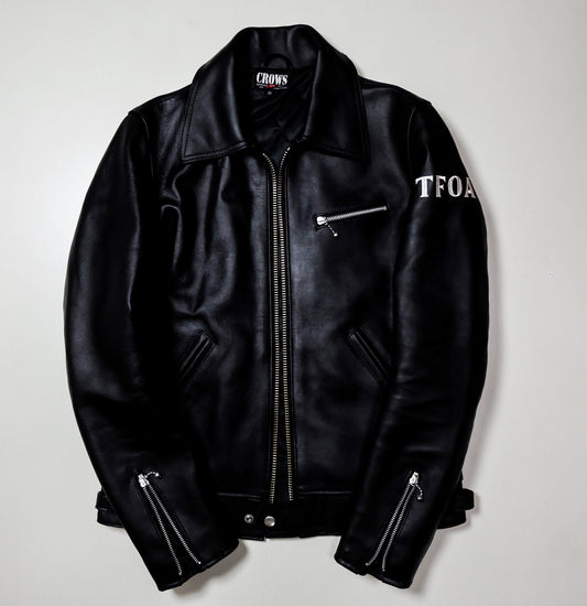 Rare CROWS × WORST T.F.O.A Yanagi Shinji Leather Jacket Size 38 Skull Crossbones Cropped Heads Biker Rider