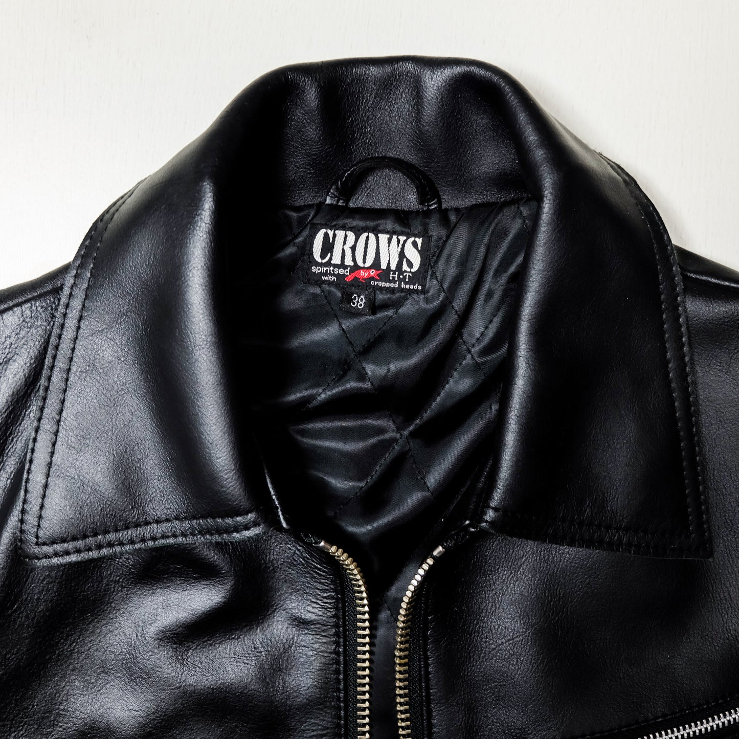 Rare CROWS × WORST T.F.O.A Yanagi Shinji Leather Jacket Size 38 Skull Crossbones Cropped Heads Biker Rider