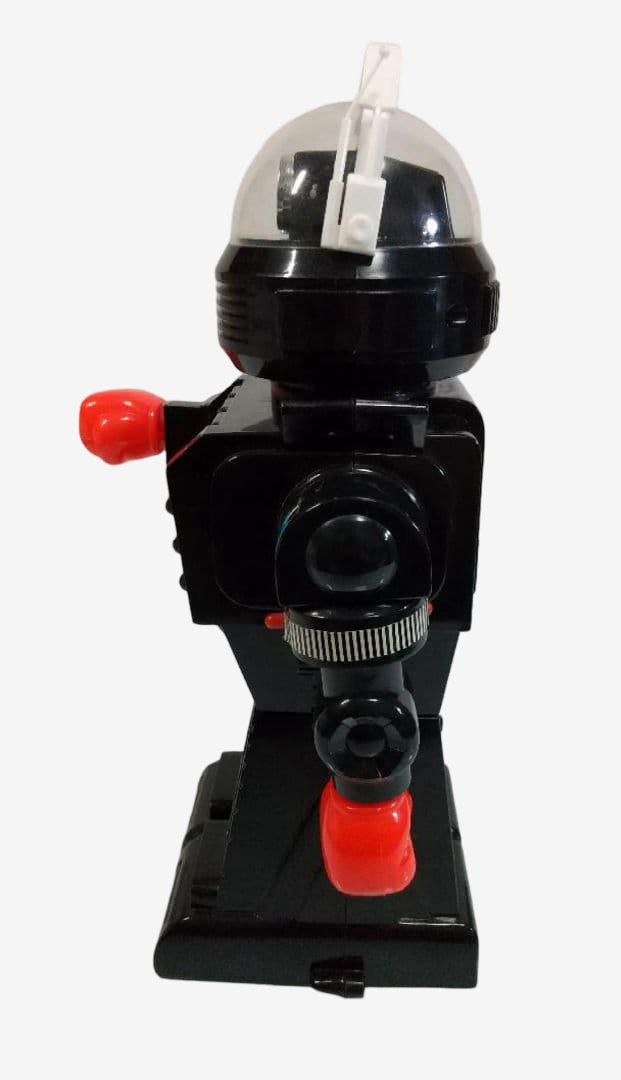 Kamco Cosmic Talking Robot · 12-Inch Battery-Operated Robot with Light-Up Eyes, Shooting Fists & Original Box · 1980s