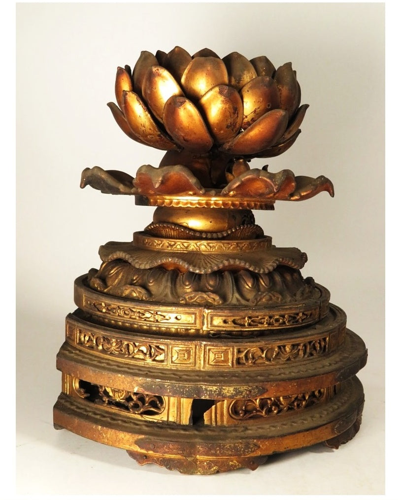 Amida Nyorai Triad — Edo–Meiji Wooden Buddhist Sculpture Set, Temple-Scale Devotional Installation (68 cm)