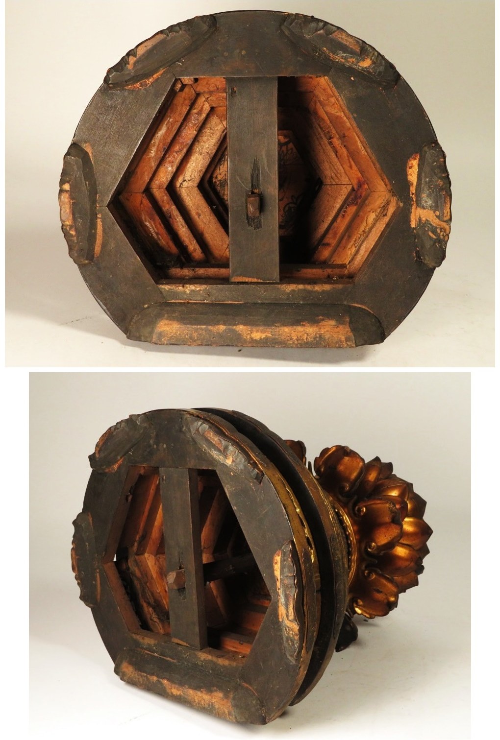 Amida Nyorai Triad — Edo–Meiji Wooden Buddhist Sculpture Set, Temple-Scale Devotional Installation (68 cm)