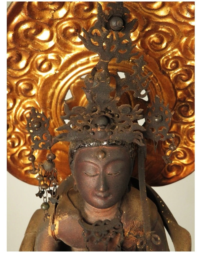 Amida Nyorai Triad — Edo–Meiji Wooden Buddhist Sculpture Set, Temple-Scale Devotional Installation (68 cm)