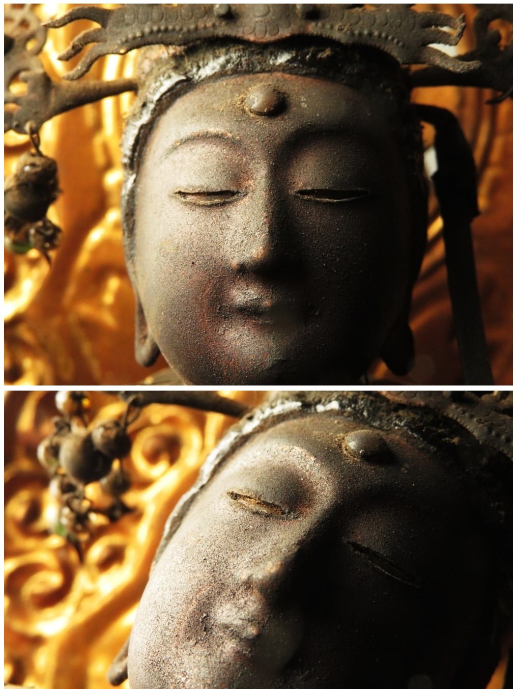 Amida Nyorai Triad — Edo–Meiji Wooden Buddhist Sculpture Set, Temple-Scale Devotional Installation (68 cm)