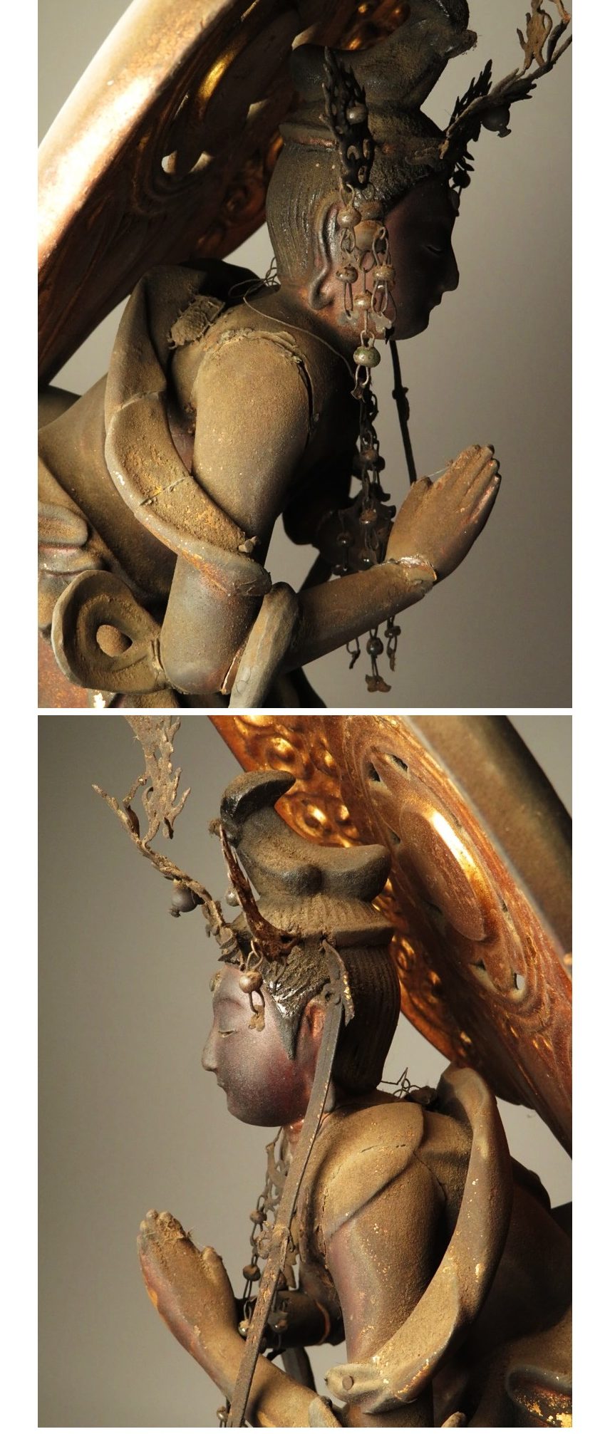 Amida Nyorai Triad — Edo–Meiji Wooden Buddhist Sculpture Set, Temple-Scale Devotional Installation (68 cm)