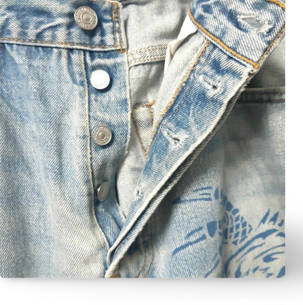 Levi’s 501 Remake Wagara Tiger & Floral Patchwork Art Denim – Japanese Style