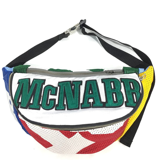 NFL Team Eagles "MCNABB" Amekaji Japanese Vintage Handmade Custom One and Only One Cote Mer Upcycle Sustainable Upscale Street Fashion Embroidered Remake Deconstructed Shirts Waist Bag