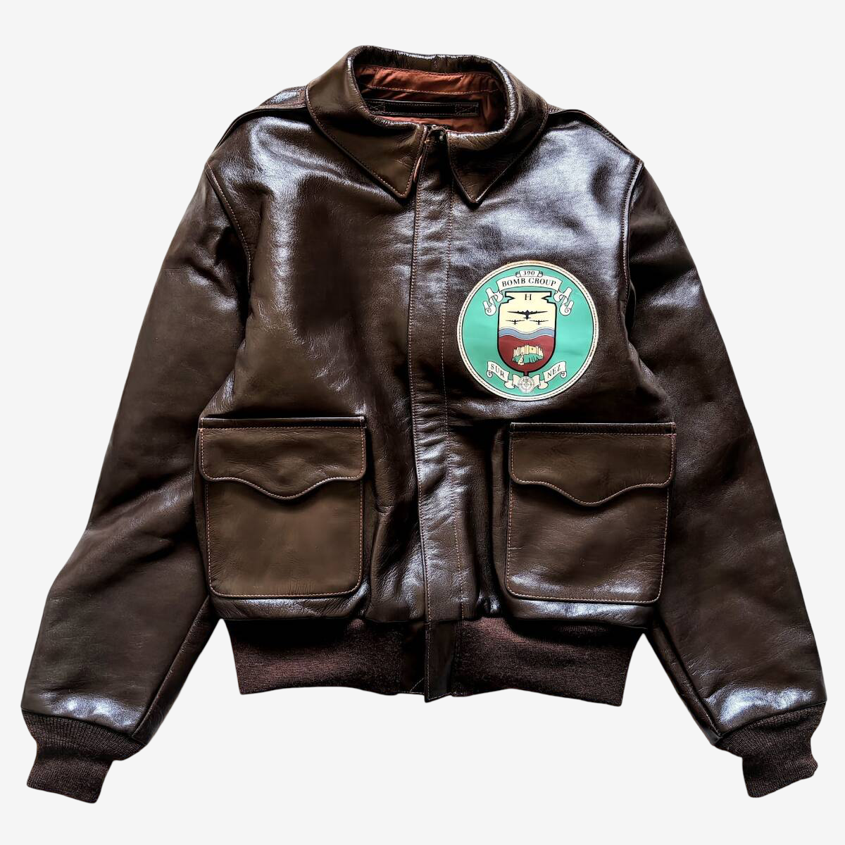 Vintage Real McCoy’s A-2 Rough Wear 1993 Mustang Hide Leather Flight Jacket Wild Children Back Paint Size 36