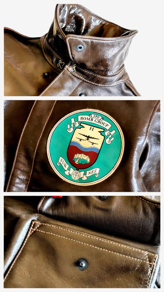 Vintage Real McCoy’s A-2 Rough Wear 1993 Mustang Hide Leather Flight Jacket Wild Children Back Paint Size 36