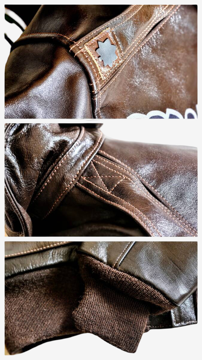 Vintage Real McCoy’s A-2 Rough Wear 1993 Mustang Hide Leather Flight Jacket Wild Children Back Paint Size 36