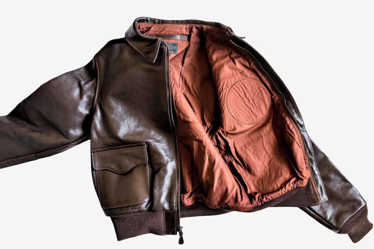 Vintage Real McCoy’s A-2 Rough Wear 1993 Mustang Hide Leather Flight Jacket Wild Children Back Paint Size 36
