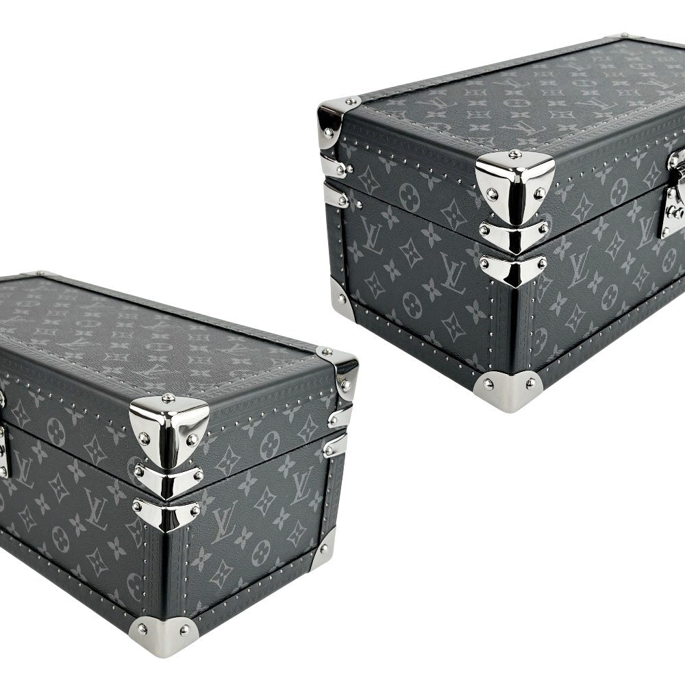 Louis Vuitton Coffret Accessoires M44127, Monogram Eclipse Hardsided Watch & Jewelry Trunk, Blue Interior