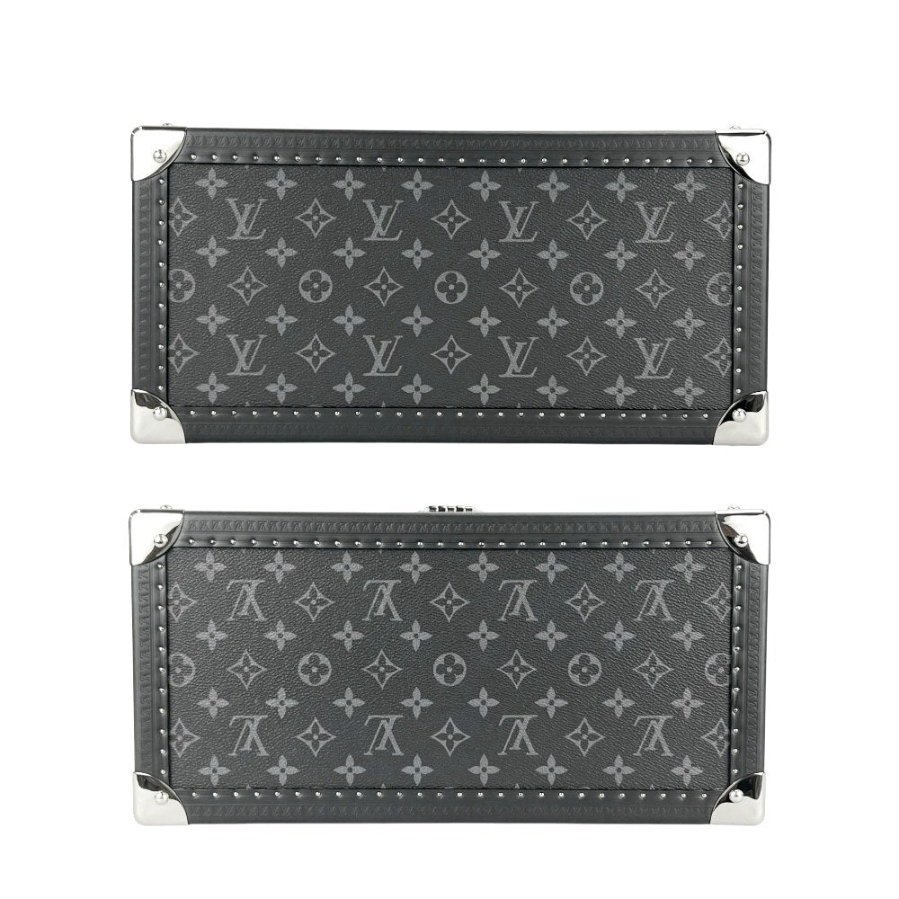 Louis Vuitton Coffret Accessoires M44127, Monogram Eclipse Hardsided Watch & Jewelry Trunk, Blue Interior