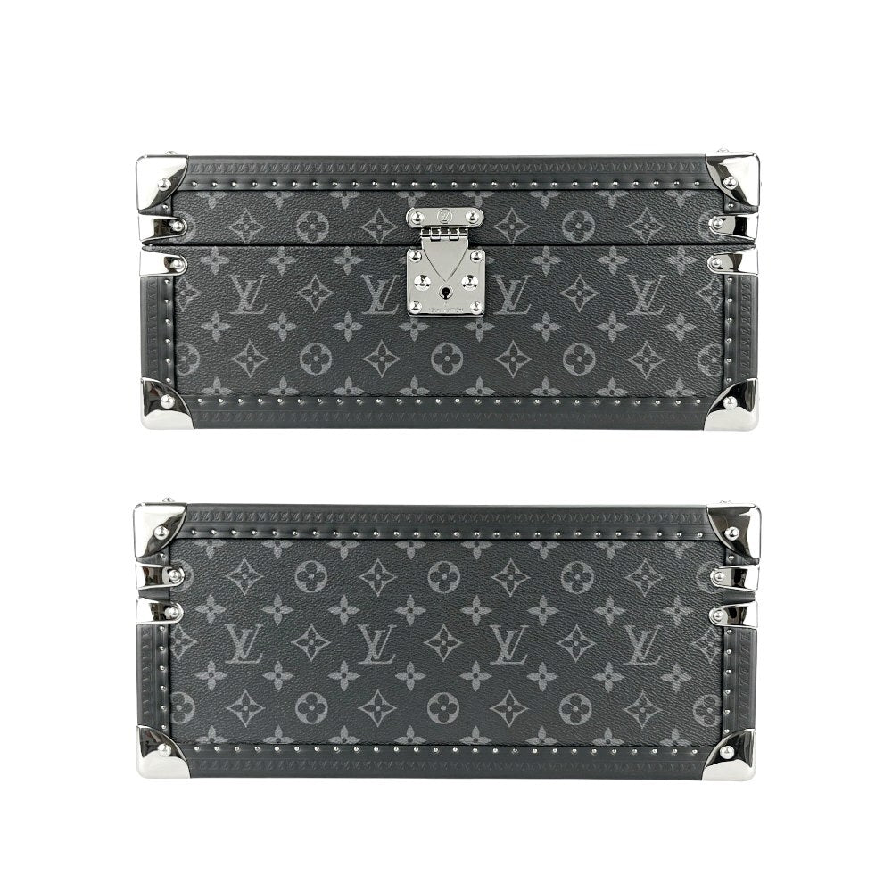 Louis Vuitton Coffret Accessoires M44127, Monogram Eclipse Hardsided Watch & Jewelry Trunk, Blue Interior