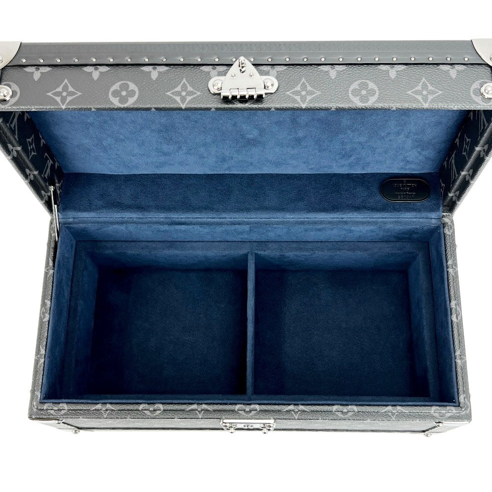 Louis Vuitton Coffret Accessoires M44127, Monogram Eclipse Hardsided Watch & Jewelry Trunk, Blue Interior