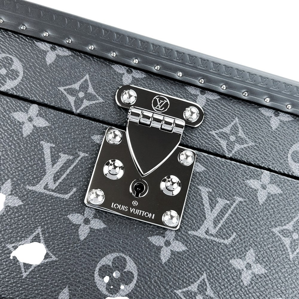 Louis Vuitton Coffret Accessoires M44127, Monogram Eclipse Hardsided Watch & Jewelry Trunk, Blue Interior