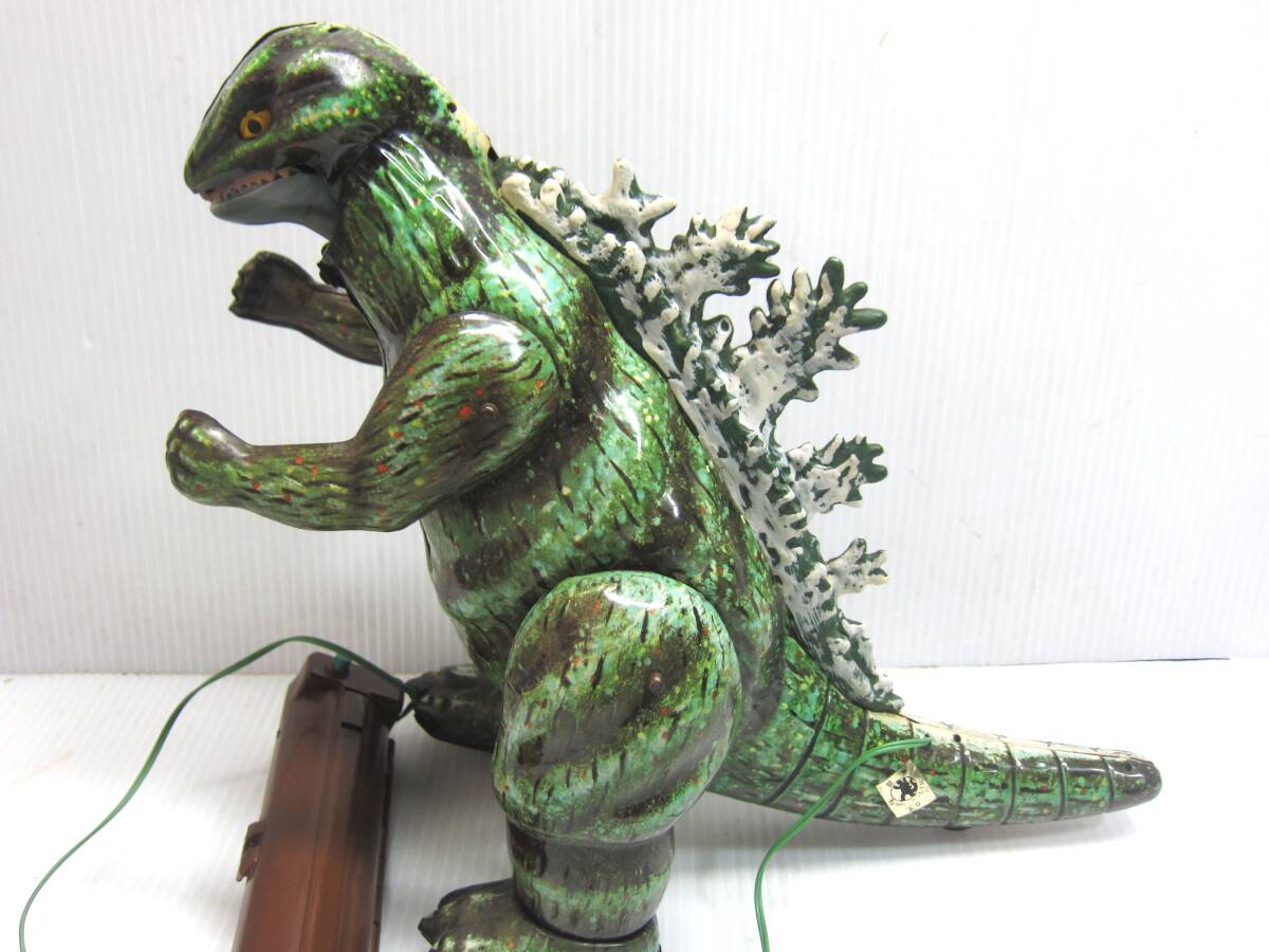 Vintage Bullmark Godzilla Tinplate Remote Control Walking Toy · Original Box · Smoke & Light Action · 1970s Japan