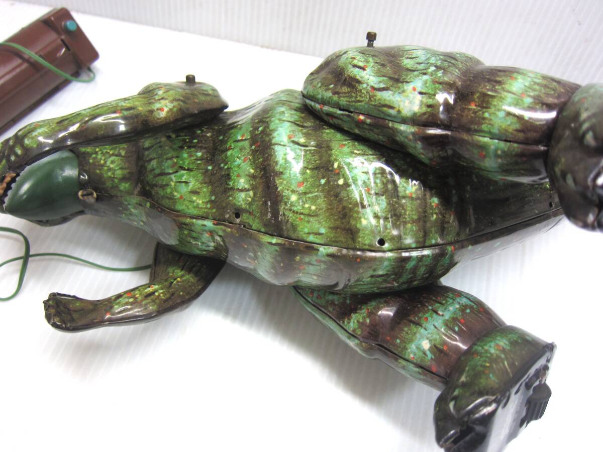 Vintage Bullmark Godzilla Tinplate Remote Control Walking Toy · Original Box · Smoke & Light Action · 1970s Japan