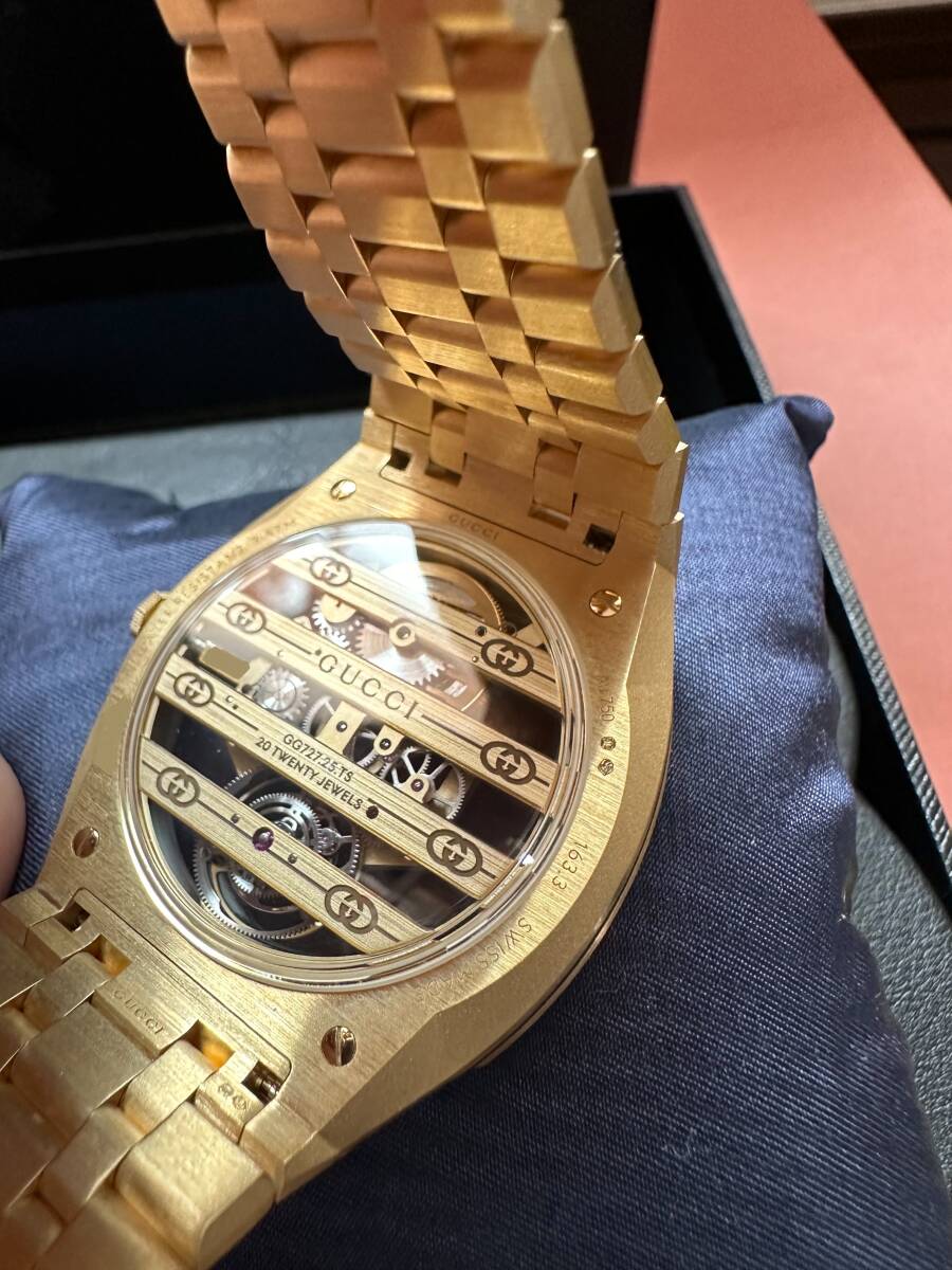 Gucci 25H Skeleton Flying Tourbillon · 18K Yellow Gold · Integrated Gold Bracelet · Cal. GG727.25.TS