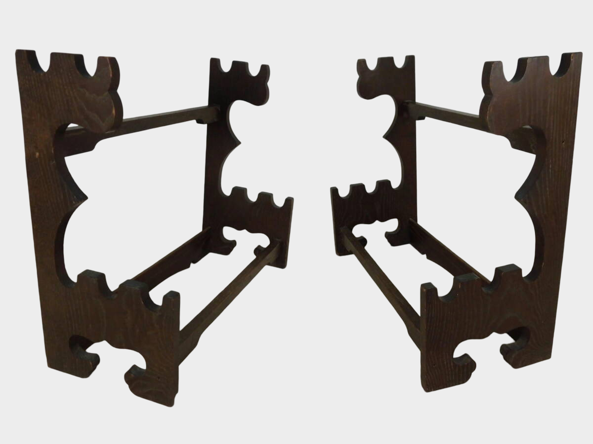 Japanese Wooden Sword Rack | 5-Slot Katana & Wakizashi Stand | Compact Multi-Blade Display | Approx 46cm Width