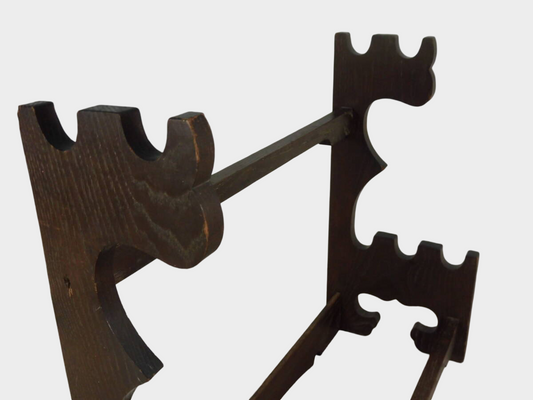 Japanese Wooden Sword Rack | 5-Slot Katana & Wakizashi Stand | Compact Multi-Blade Display | Approx 46cm Width