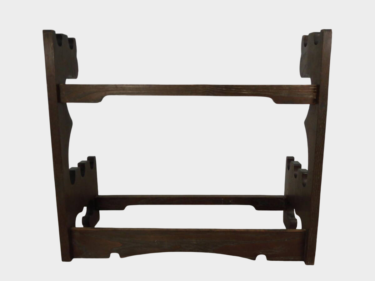 Japanese Wooden Sword Rack | 5-Slot Katana & Wakizashi Stand | Compact Multi-Blade Display | Approx 46cm Width