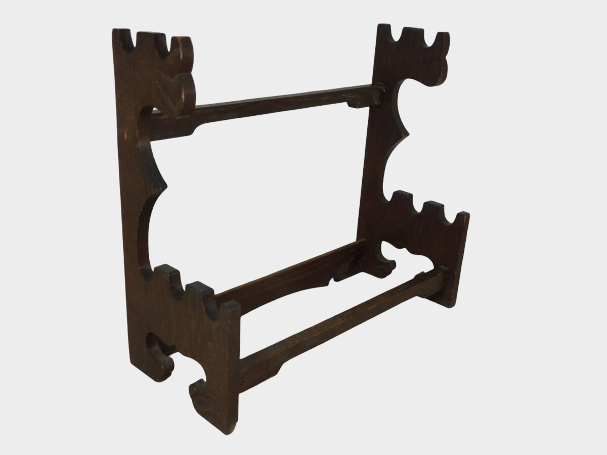 Japanese Wooden Sword Rack | 5-Slot Katana & Wakizashi Stand | Compact Multi-Blade Display | Approx 46cm Width