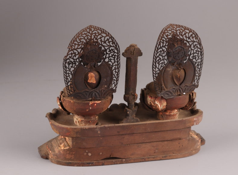 Edo-Period Multi-Figure Buddhist Zushi Shrine (Carved Wood) — Portable Devotional Altar Assembly