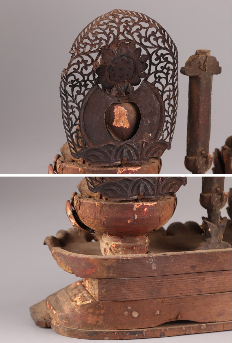 Edo-Period Multi-Figure Buddhist Zushi Shrine (Carved Wood) — Portable Devotional Altar Assembly
