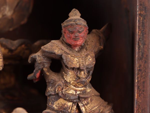 Edo-Period Multi-Figure Buddhist Zushi Shrine (Carved Wood) — Portable Devotional Altar Assembly