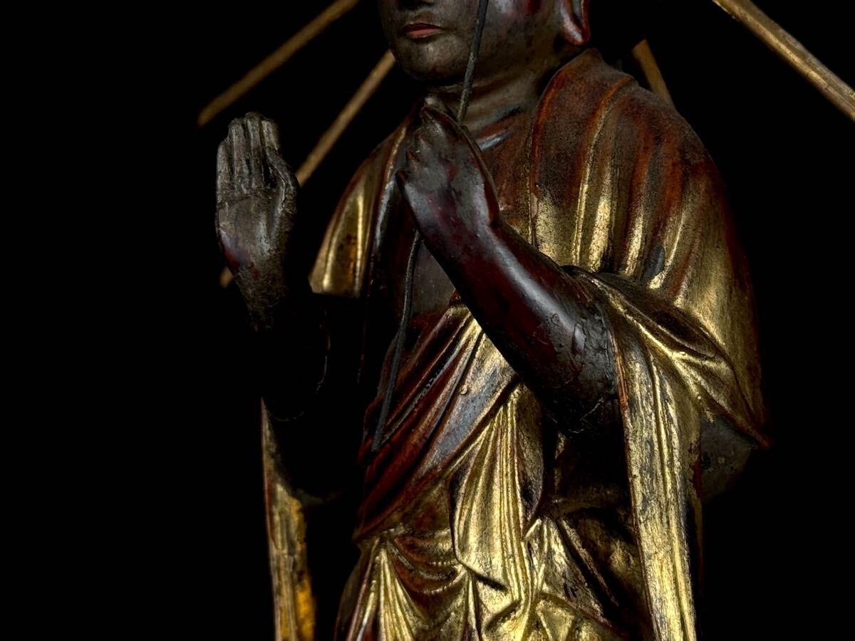 Edo-Period Wooden Kannon Bosatsu in Zushi — Gilt Devotional Shrine Sculpture